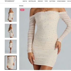 Beautiful Natural colored pearl beaded dress by Windsor. NWT size small